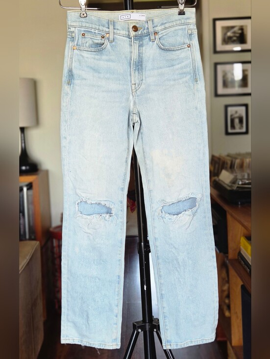 AYR Denim - AYR The Sugar Straight Leg Light Wash Distressed Jeans